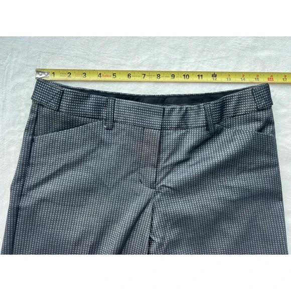 Express Editor Gray Dress Pants Waist Buttons Geometric Pattern Sz 6 - Picture 7 of 10